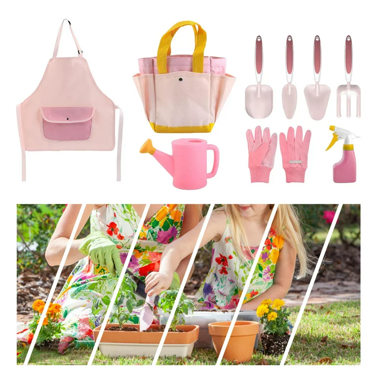 pink garden tools